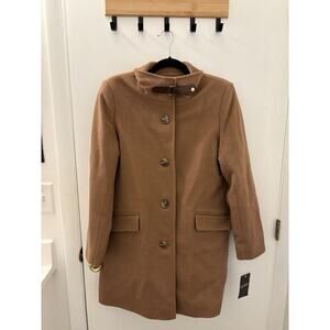 Lauren Ralph Lauren Buckle Collar Wool Blend Coat Camel Brown Size 6 NWT Classic